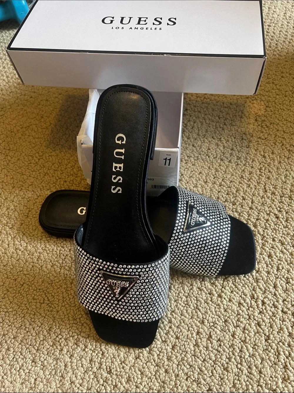 GUESS NEW W/O tags Black Rhinestone Slide Mules SIZE 11